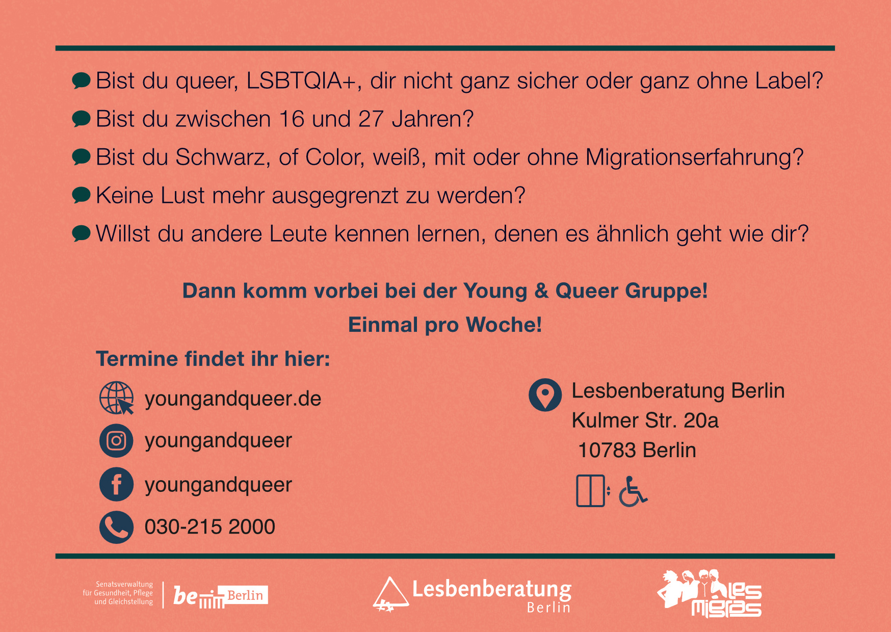 Flyer Young and queer Seite Rückseite